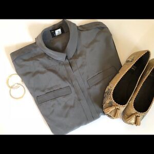 🆕 DVF 100% Silk Gray New Eris Blouse Sz: P